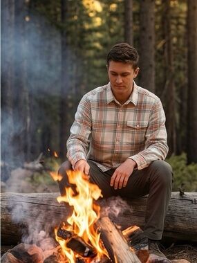 Patagonia Plaid Organic Cotton Shirt in Cream, Tan & Sage